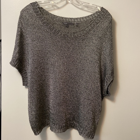 Silver metal/mesh loose structured top by Vince size medium - Picture 3 of 3